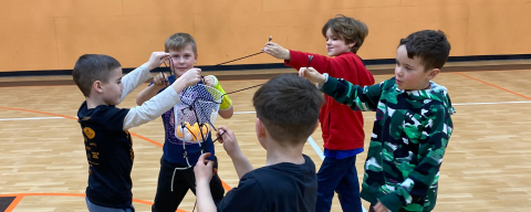 kids cooperating on activity