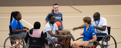 group playing wheelchair sports