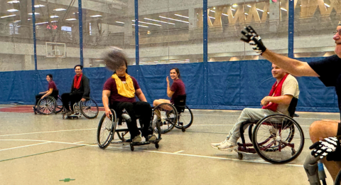 group playing wheelchair handball
