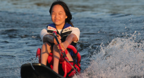 Woman waterskiing