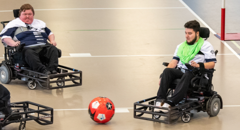 power soccer players on court