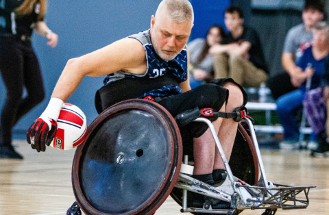 Man playing wheelchair rugby
