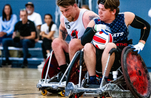 Man playing wheelchair rugby